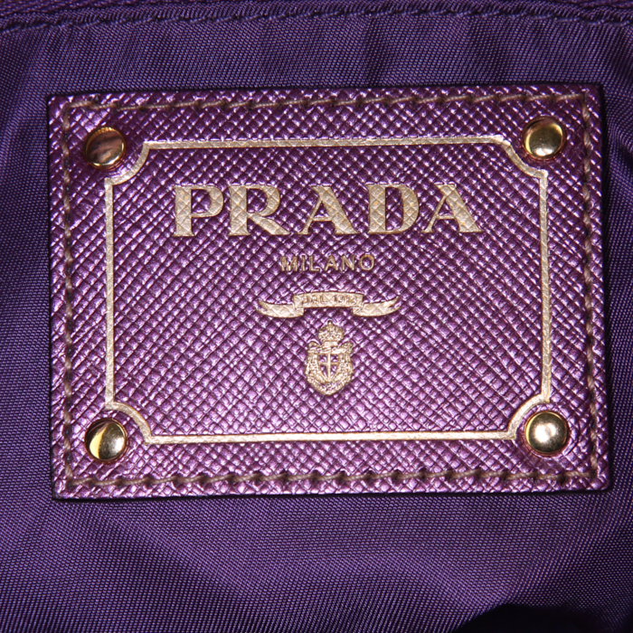 Shopping bag Prada Shopping in tela e pelle viola - Detail D3