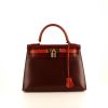 Hermes Kelly 28 cm handbag in red H, brown and fawn tricolor box leather - 360 thumbnail