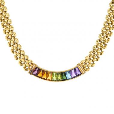 Collana H. Stern Rainbow in oro giallo,  diamanti, ametista, citrina, granato e topazio