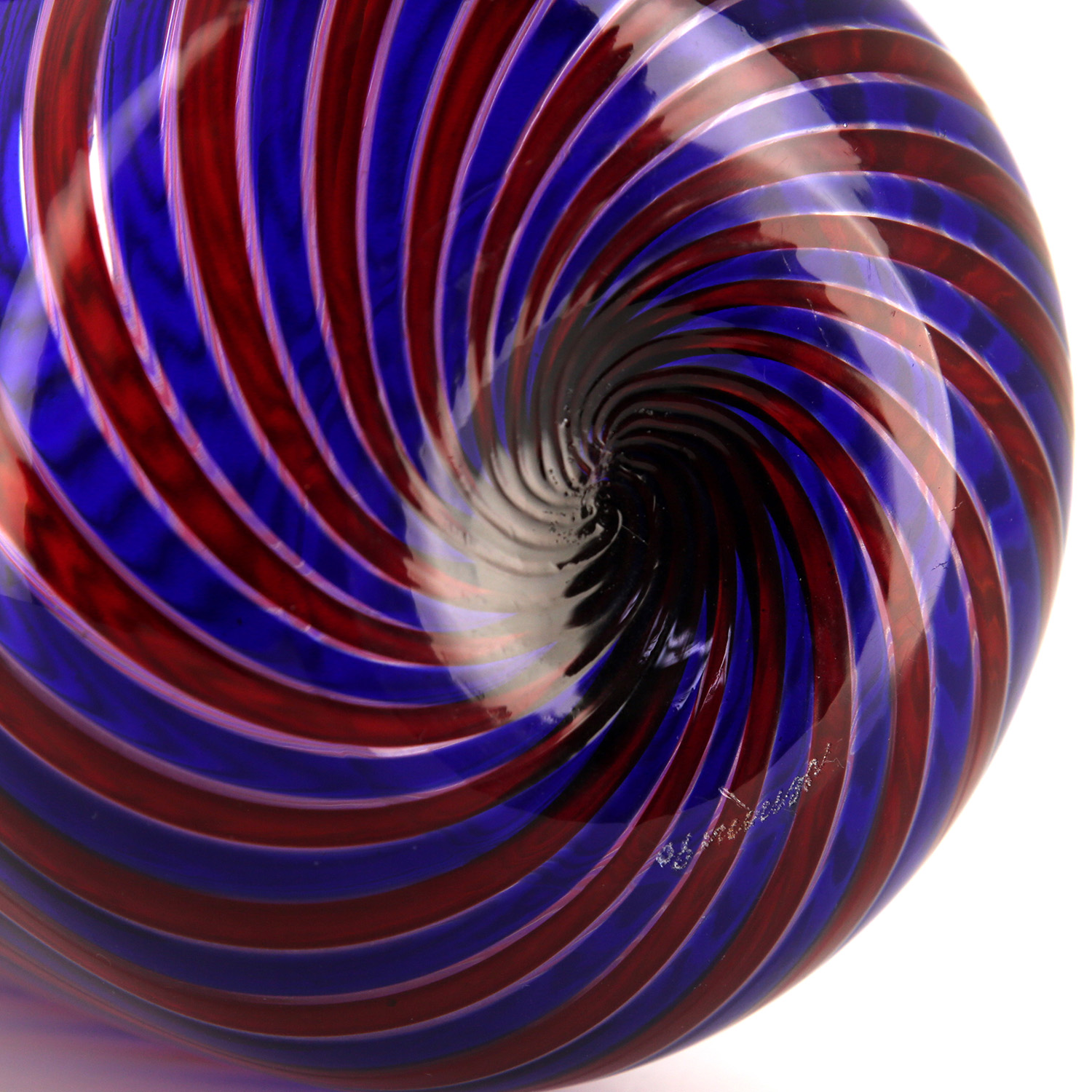 Fulvio Bianconi, Vase “a Canne” en verre de Murano, Manufacture de Venini, signé et daté, de 1990