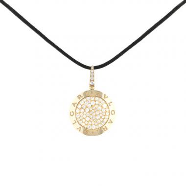 Bulgari Bulgari Bulgari large model pendant in yellow gold and diamonds Bulgari Bulgari Bulgari large model pendant in yellow gold and diamonds
