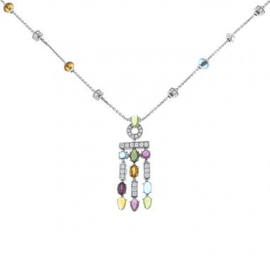 Collar Bulgari Allegra modelo grande en oro blanco,  diamantes y piedras de colores Collar Bulgari Allegra modelo grande en oro blanco,  diamantes y piedras de colores