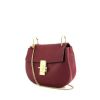 Chloé Drew shoulder bag in burgundy grained leather - 00pp thumbnail