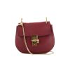 Chloé Drew shoulder bag in burgundy grained leather - 360 thumbnail
