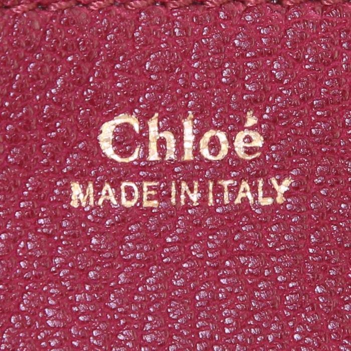 Chloé Drew shoulder bag in burgundy grained leather - Detail D3