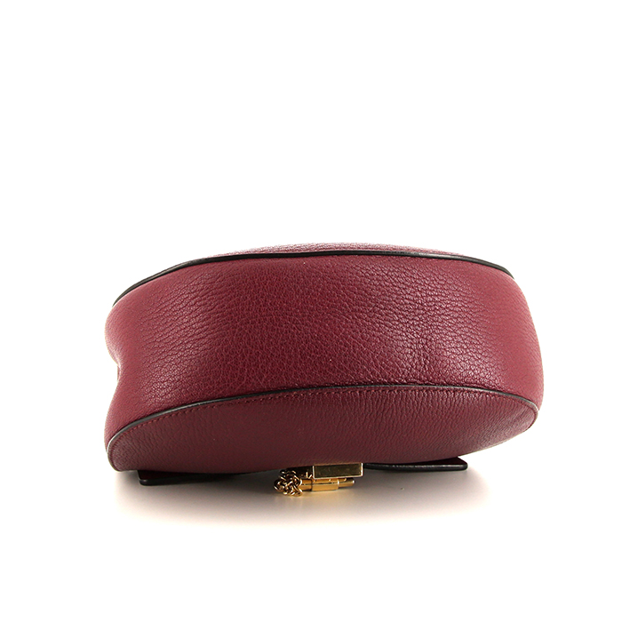 Chloé Drew shoulder bag in burgundy grained leather - Detail D4