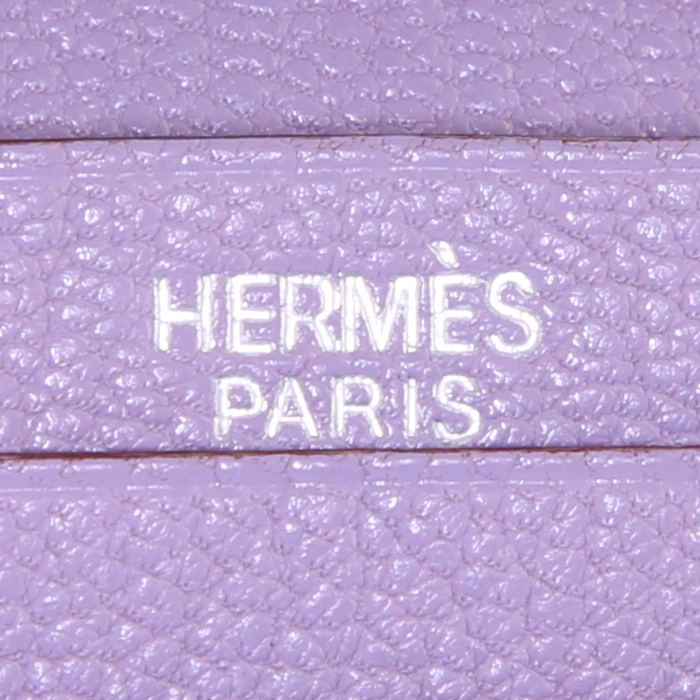 Billetera Hermès Béarn en cuero Mysore color lila - Detail D3