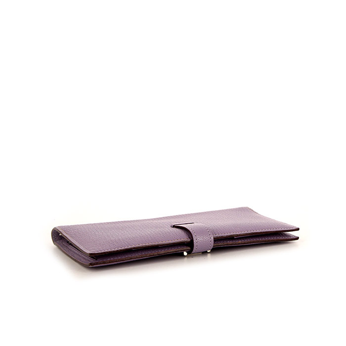 Portefeuille Hermès Béarn en cuir Mysore violet-lilas - Detail D4