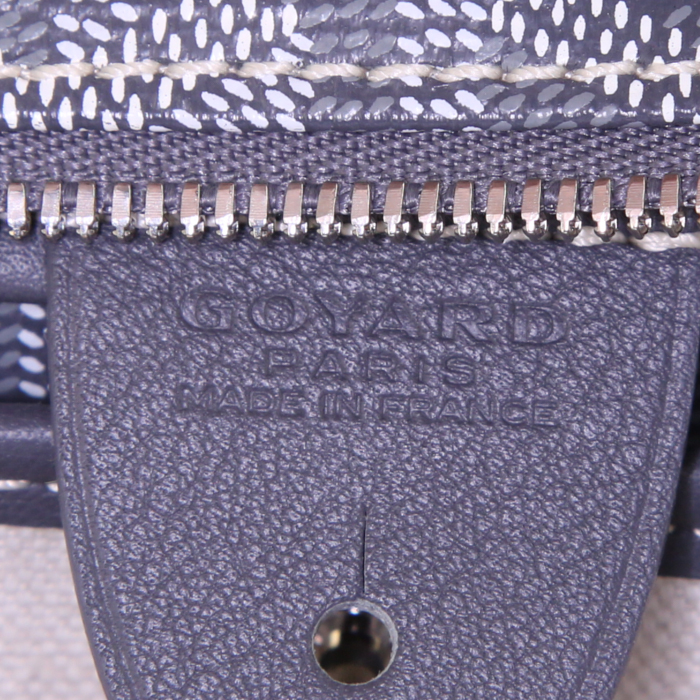 Sac cabas Goyard Artois petit modèle en toile Goyardine grise et cuir gris - Detail D3