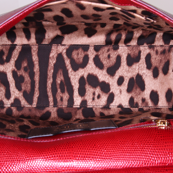Bolso de mano Dolce
Gabbana Sicily en piel de lagarto roja - Detail D3