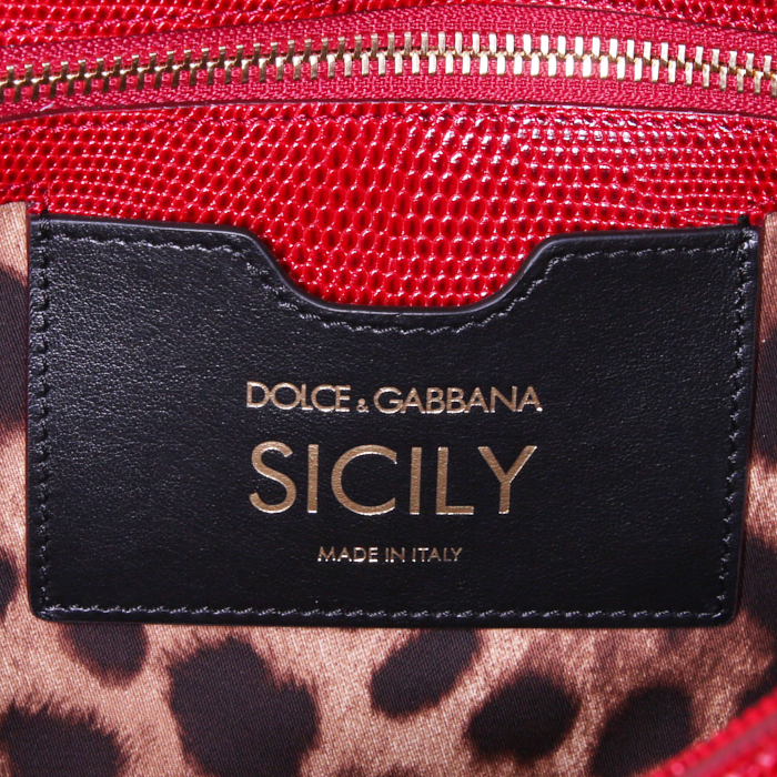 Dolce & Gabbana Sicily handbag in red lizzard - Detail D4