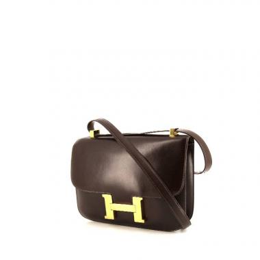 Sac à main Hermes Hermes Constance 24 cm en cuir box marron-chocolat