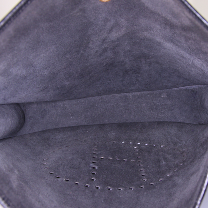 Hermes Evelyne large model shoulder bag in black Fjord leather - Detail D2