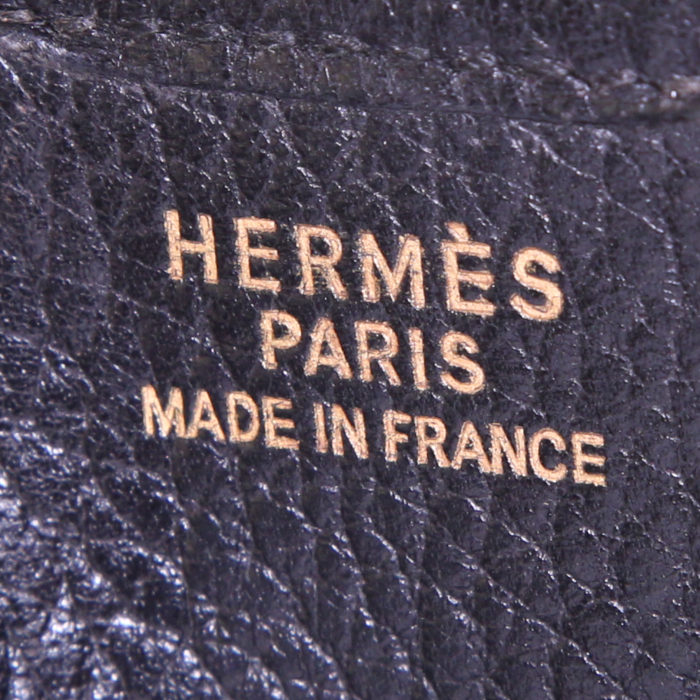 Sac bandoulière Hermes Evelyne grand modèle en cuir Fjord noir - Detail D3