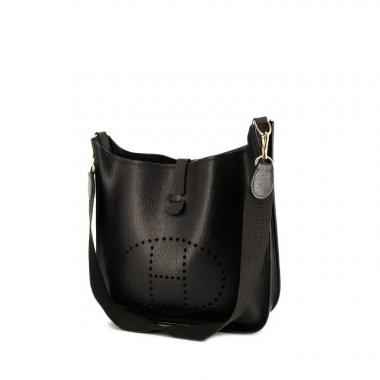 Hermes Evelyne large model shoulder bag in black Fjord leather