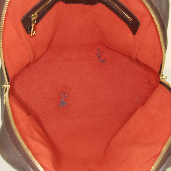 Bolso de mano Louis Vuitton Brea en lona a cuadros ébano y cuero marrón - Detail D2