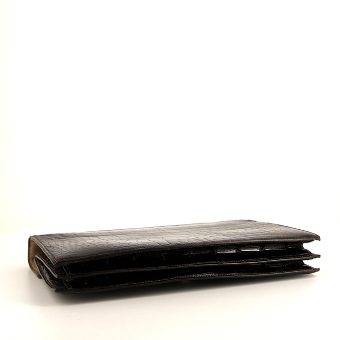 Sac à main Hermès Cordeliere en crocodile marron - Detail D4