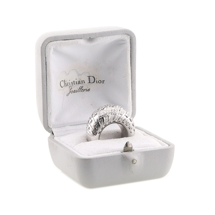Sortija abombada Dior Poulette en oro blanco y diamantes - Detail D2