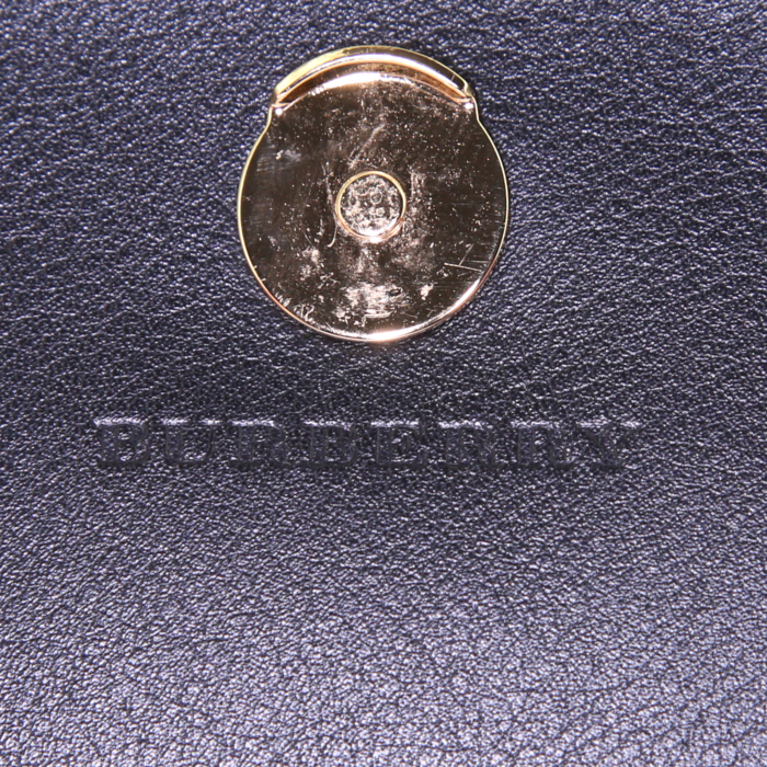 Sac bandoulière Burberry en cuir noir et toile Haymarket - Detail D4