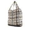 Shopping bag Hermes Silky Pop - Shop Bag in tela con stampa grigia e nera motivi e pelle nera - 00pp thumbnail
