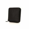 Shopping bag Hermes Silky Pop - Shop Bag in tela con stampa grigia e nera motivi e pelle nera - Detail D1 thumbnail