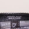 Shopping bag Hermes Silky Pop - Shop Bag in tela con stampa grigia e nera motivi e pelle nera - Detail D4 thumbnail