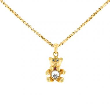 Chopard Happy Diamonds necklace in yellow gold,  diamond and sapphires