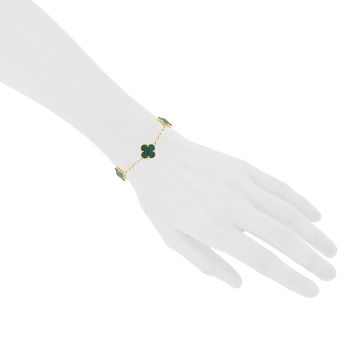 Bracelet Van Cleef & Arpels Alhambra Vintage en or jaune et malachite - Detail D1