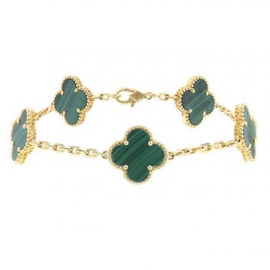 Van Cleef & Arpels Alhambra Vintage bracelet in yellow gold and malachite