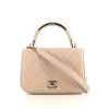 Chanel Top Handle handbag in rosy beige quilted leather - 360 thumbnail