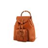 Mochila Gucci Bamboo Backpack en cuero marrón y bambú - 00pp thumbnail