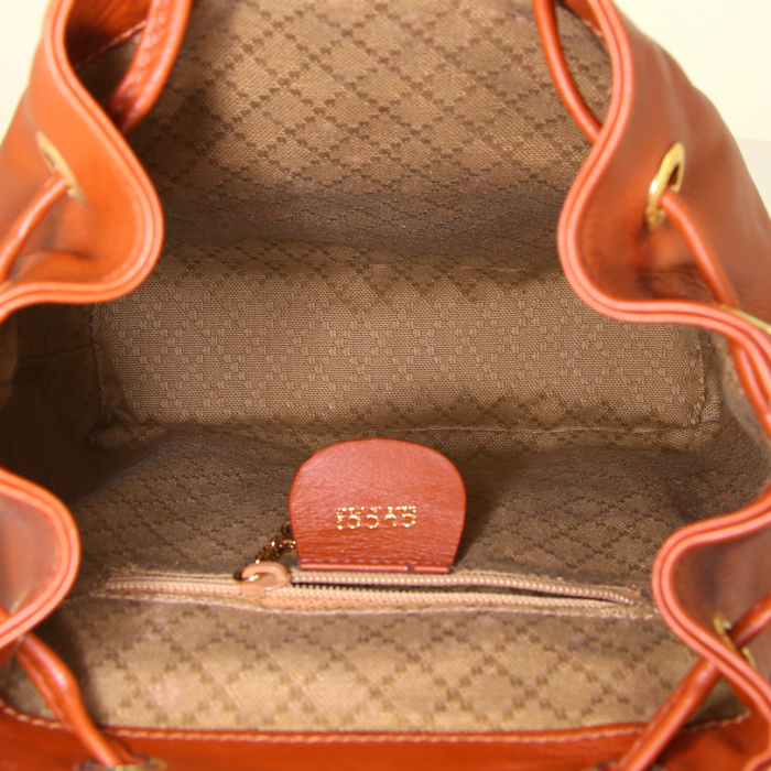 Gucci Bamboo Backpack in brown leather and bamboo - Detail D2