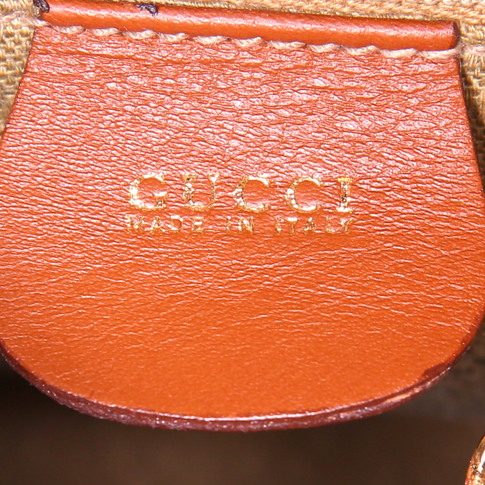 Mochila Gucci Bamboo Backpack en cuero marrón y bambú - Detail D3