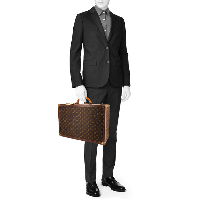 Louis Vuitton Cotteville suitcase in brown monogram canvas and brown lozine (vulcanised fibre) - Detail D1