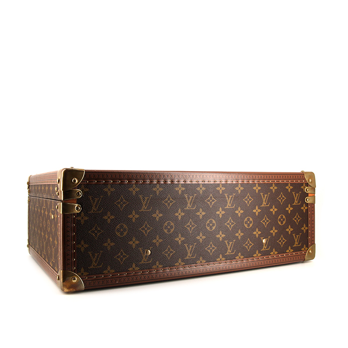 Louis Vuitton Cotteville suitcase in brown monogram canvas and brown lozine (vulcanised fibre) - Detail D4