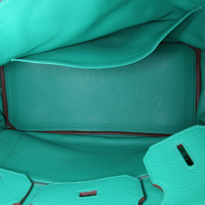 Sac à main Hermes Birkin 30 cm en cuir togo vert Bamboo - Detail D2