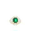 Vintage ring in yellow gold,  emerald and diamonds - 360 thumbnail