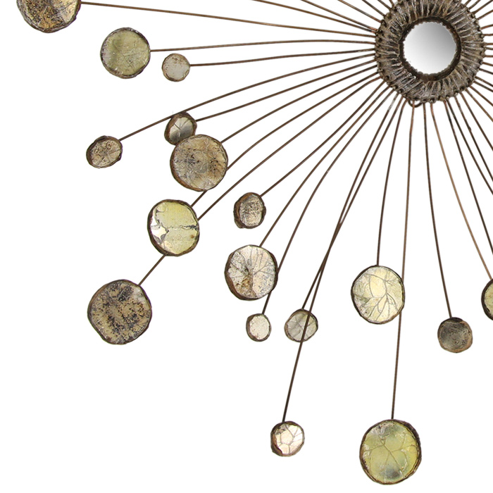 Atelier de Line Vautrin, miroir d'après le modèle "Ombelle", en talosel beige et miroirs mordorés - Detail D1