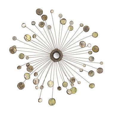 Line Vautrin's studio, mirror after the "Ombelle" model, in beige talosel and golden-brown mirrors