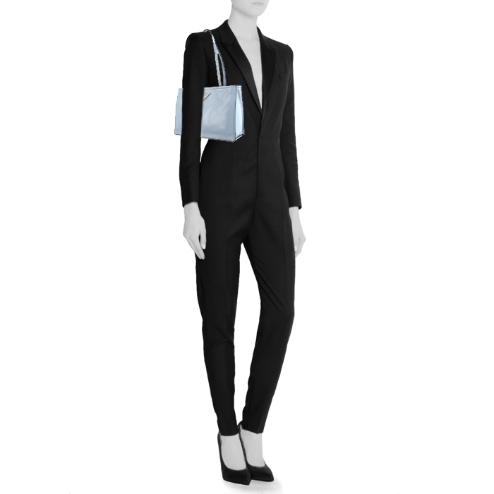 Shopping bag Prada in pelle celeste - Detail D1