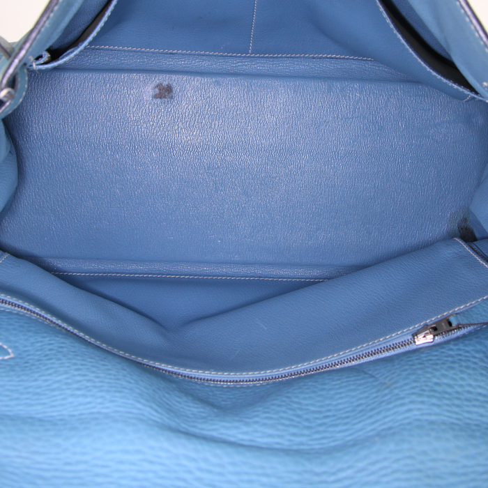 Hermes Kelly 35 cm handbag in blue jean togo leather - Detail D3