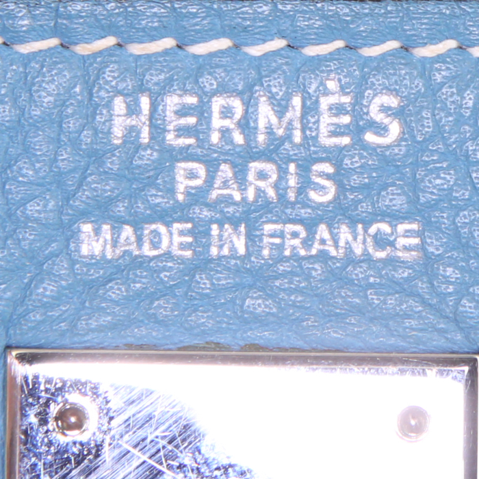 Hermes Kelly 35 cm handbag in blue jean togo leather - Detail D4