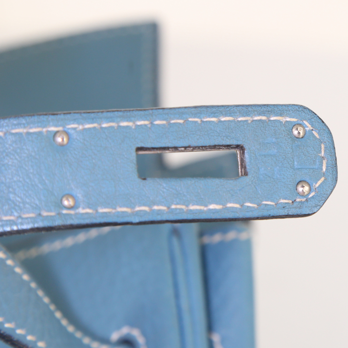 Borsa Hermes Kelly 35 cm in pelle togo blu - Detail D5