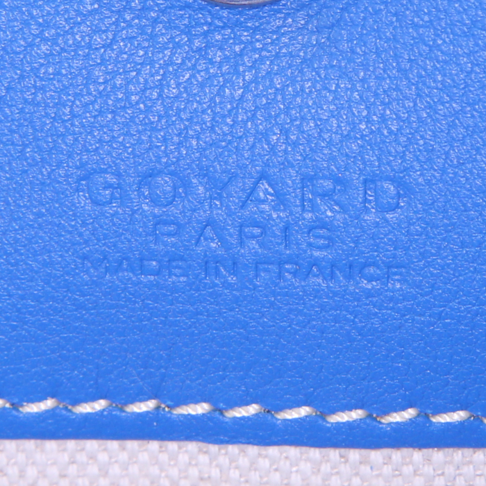 Sac cabas Goyard Saint-Louis en toile monogram bleue et cuir bleu - Detail D3