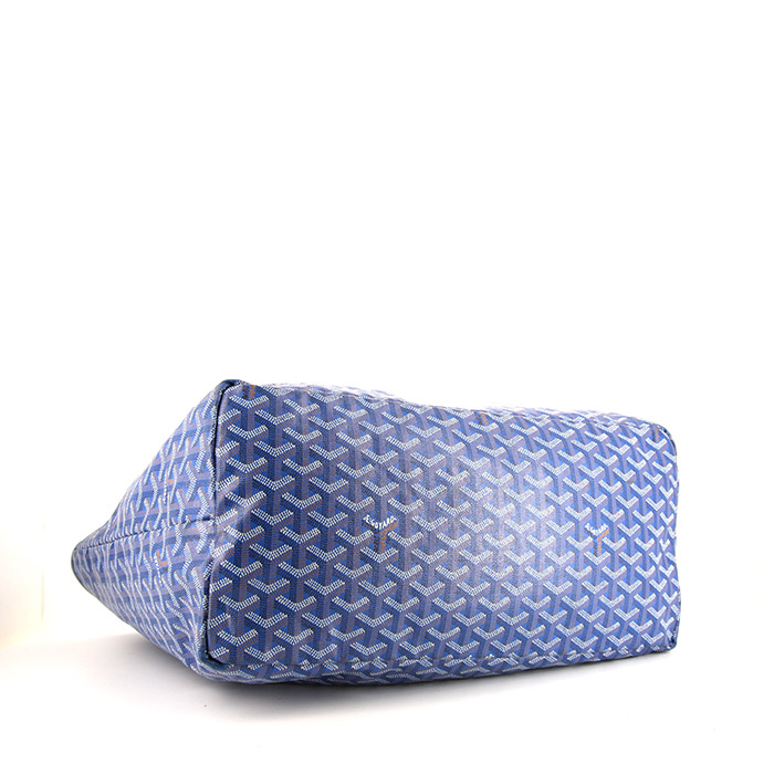 Sac cabas Goyard Saint-Louis en toile monogram bleue et cuir bleu - Detail D4