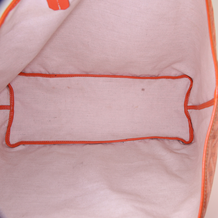 Sac cabas Goyard Saint-Louis moyen modèle en toile monogram enduite orange et cuir orange - Detail D2