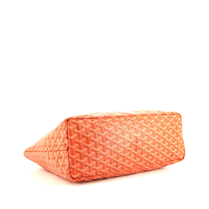 Bolso Cabás Goyard Saint-Louis modelo mediano en lona Monogram revestida naranja y cuero naranja - Detail D4