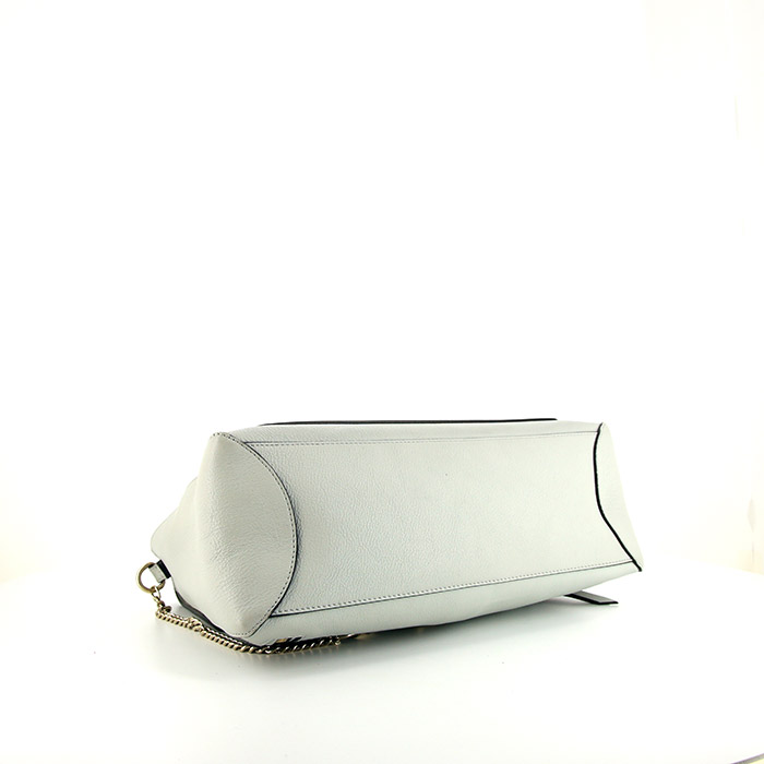 Bolso de mano Chloé Faye Day en cuero azul gris - Detail D5