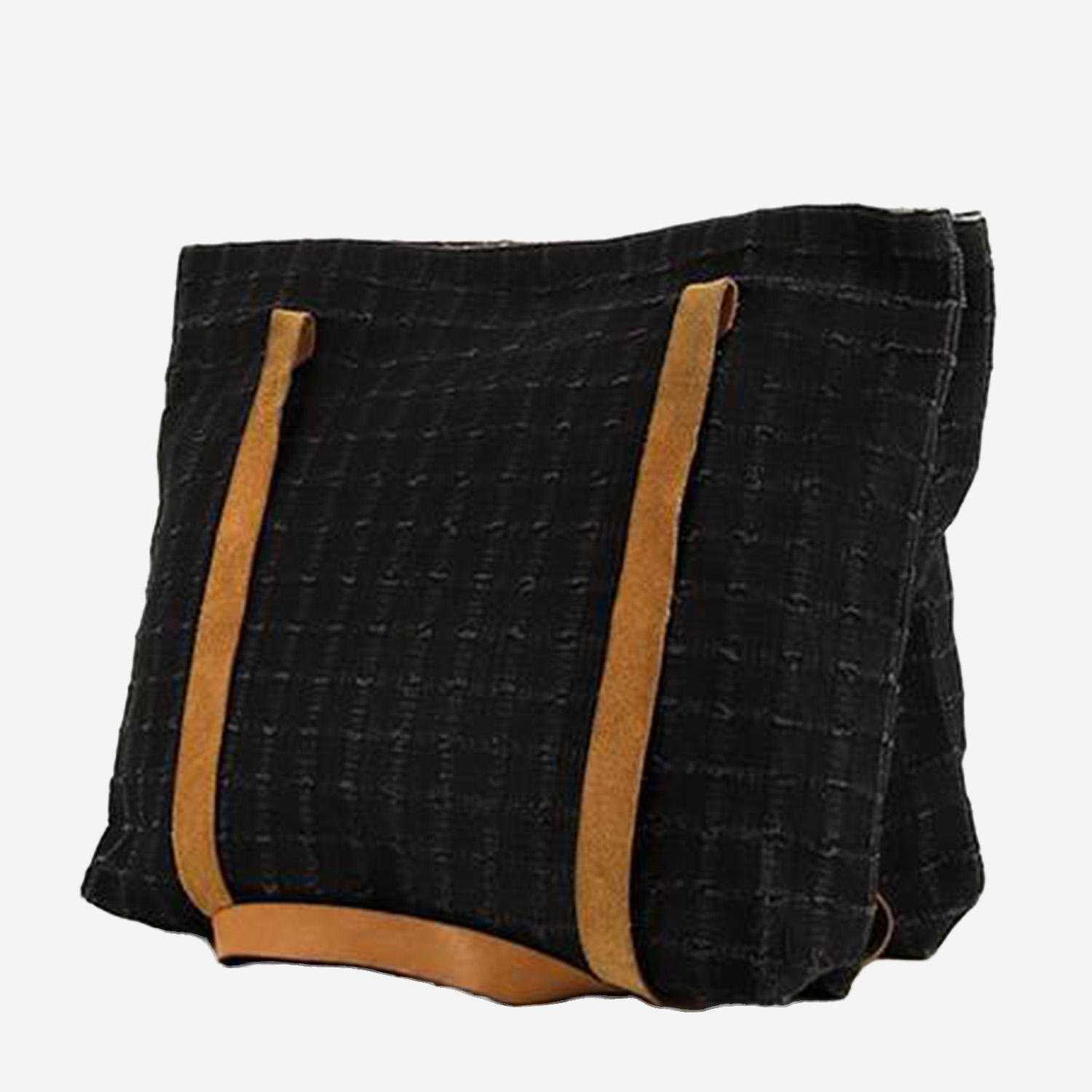 Hermès Amedaba shopping bag in blue canvas and gold leather