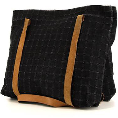 Bolso Cabás Hermès  Amedaba en lona azul y cuero color oro